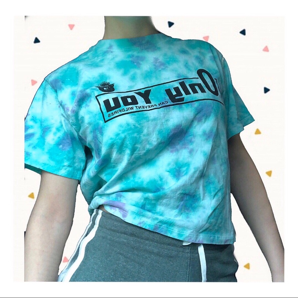 Forest Fire Prevention Blue Tie Dye T Shirt